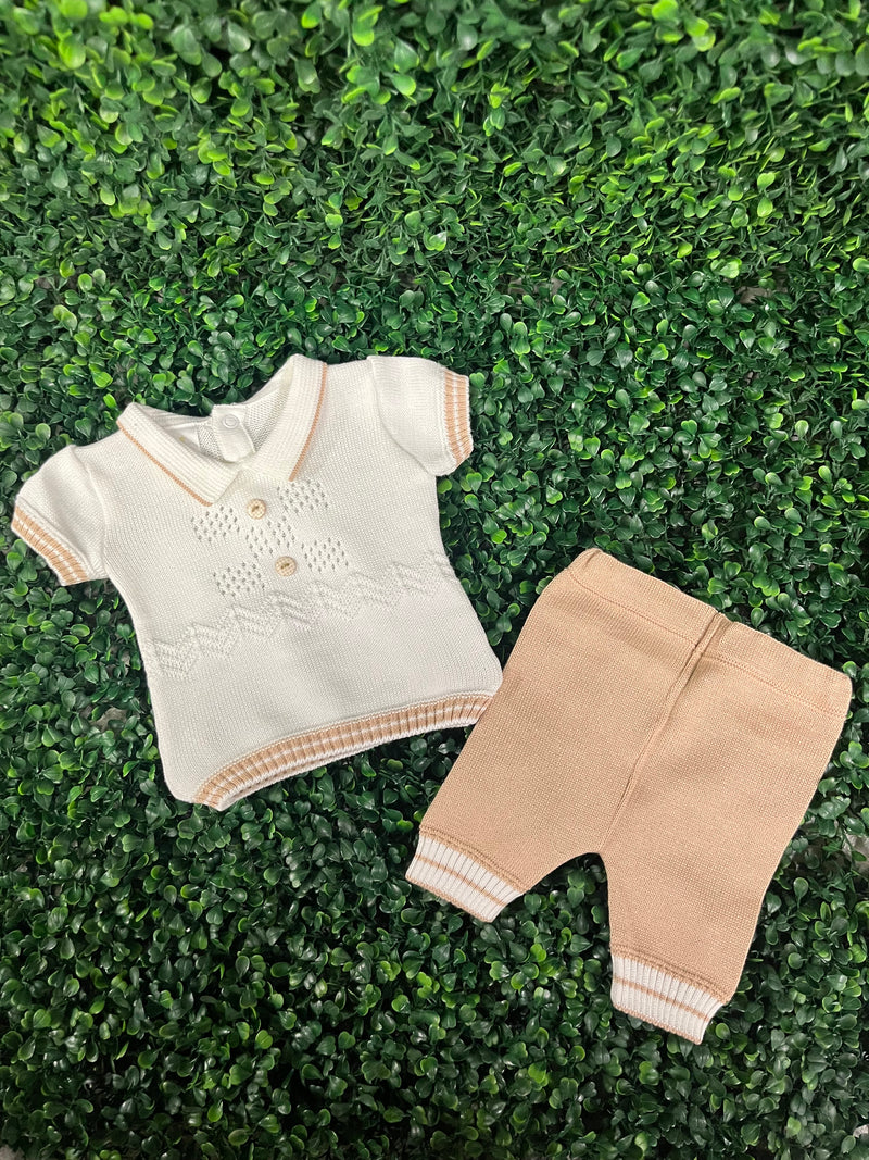 Dolce Goccia Boys Brown Knit Two Piece Set