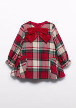 Mayoral Girl’s Red Plaid Dress with Velvet Bow 5509