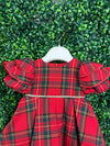 Bimbalò Girls' Italian Tartan Puff Sleeve Holiday Dress