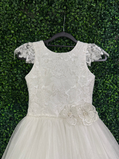 Nan & Jan Lace Communion Dress with beaded Flower - Eloise