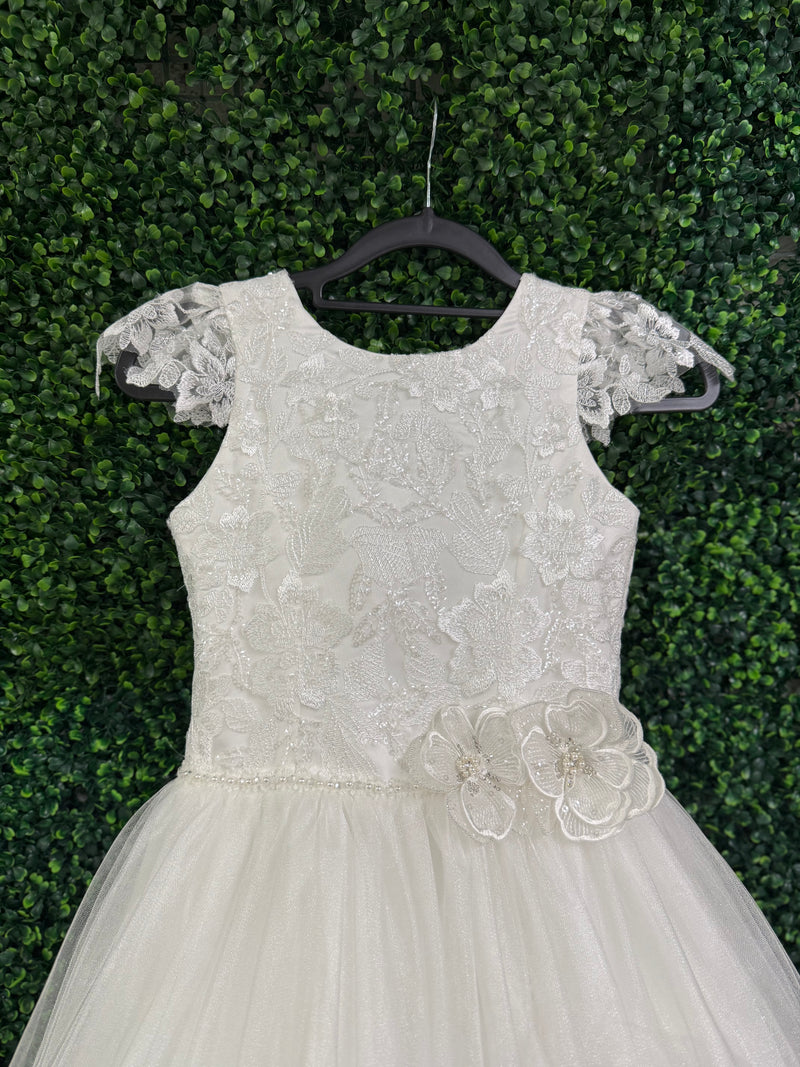 Nan & Jan Lace Communion Dress with beaded Flower - Eloise