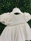 Bimbalo’ Girls' White Velvet Dress with Rhinestone and Pearl Accent