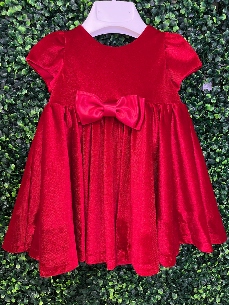 Made In Italy! Michelina Bimbi Girls' Red Lush Velvet Holiday A-line Dress