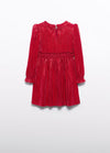 Abel & Lula Ruby Red Pleated Knit Dress 5530