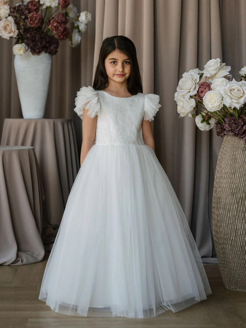 Teter Warm Lace and Tulle Puff Sleeve Gown SK03