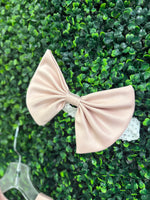Nan & Jan Blush Satin and Organza Dress with Pearl and Rhinestone Belt