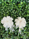 White Satin and Tulle Flower Clip Set