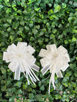 White Satin and Tulle Flower Clip Set