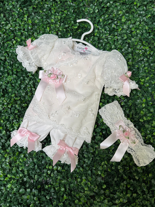Katie Rose, Lace Rosette Four Piece Outfit Set