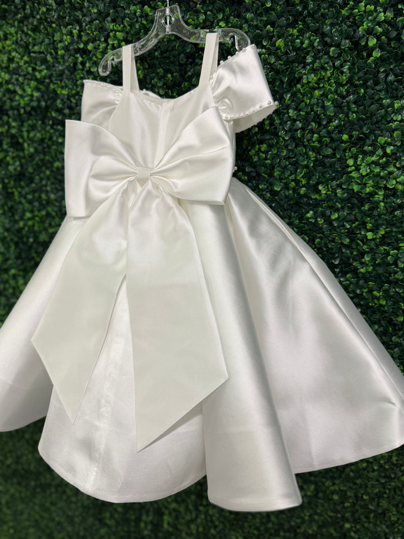 Princess Daliana White High Low Bow Gown D24465