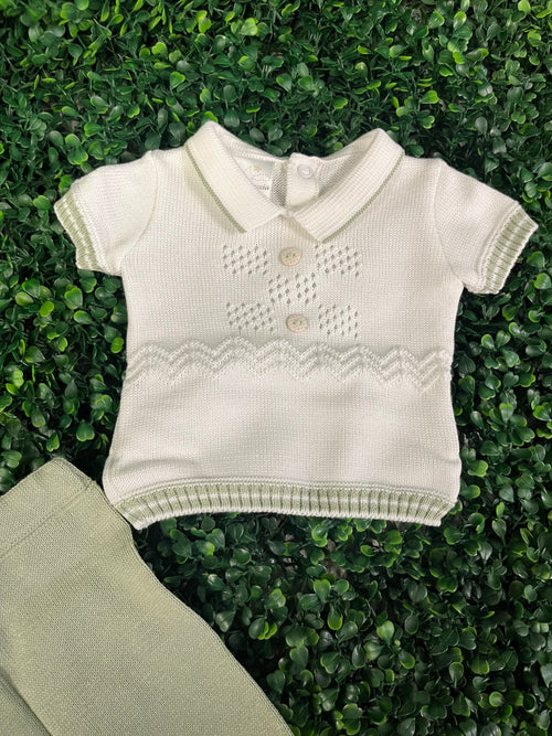 Dolce Goccia Boys Knit Green Two Piece Set
