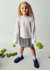 Mayoral Girls’ Silver Shimmer Knit Sweater and Pleated Skirt Set 4306