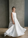 Teter Warm Satin Box Pleat Gown With Bow Back MK12
