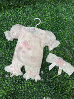 Katie Rose, Floral Cotton  Embroidered Lace Layette Set