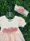 Bebe Gabrielle Girls’  Pink Rossete Lace Changing Outfit 3846-2