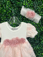 Bebe Gabrielle Girls’  Pink Rossete Lace Changing Outfit 3846-2
