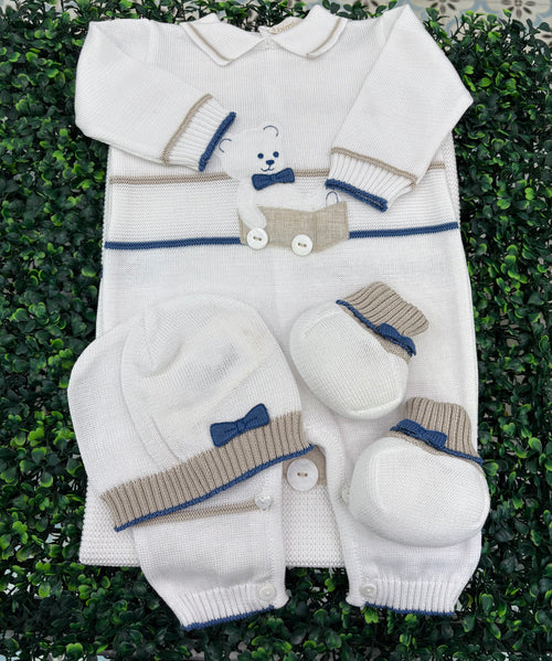 Bimbalo Boys' 4 PC Knit Teddy Bear Ensemble