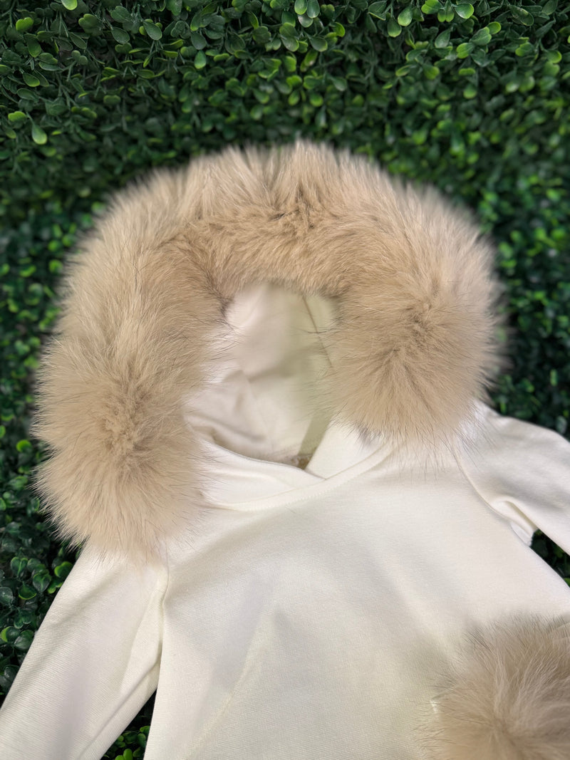 Bimbalò Girls’ Italian Fur Trim Two Piece Sweater Set