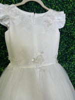 Joan Calabrese White 3D Rosette Lace Communion Dress 125512