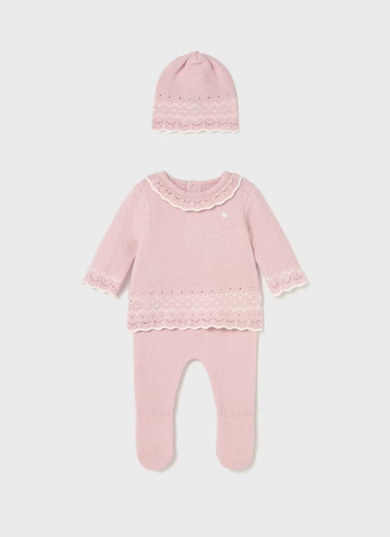 Mayoral Infant Girls’  Pink Cotton Knit Three Piece Outfit 2556