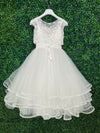 Michelina Bimbi Communion Dress with Floral Beaded Top and Beaded Belt