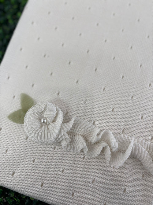 Bimbalo Made in Itay! Girls' Cotton Knit Rosette  Blanket