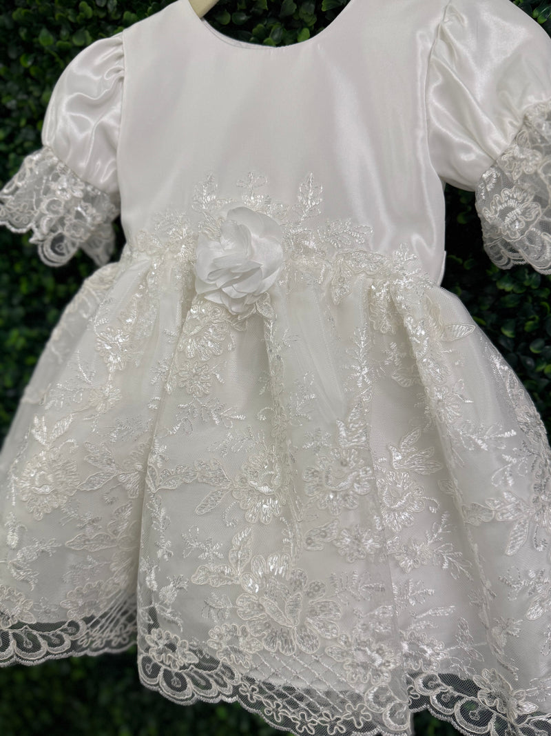 Macis Design Girls’ Taffeta and Lace Christening Dress CH1294