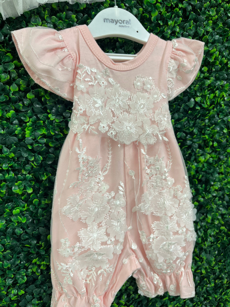 Bebe Gabrielle Pink Cotton Newborn Romper