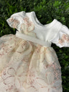Bebe Gabrielle Girls’  Ivory and Mauve Pink Daisy Lace Changing Outfit 3835-2