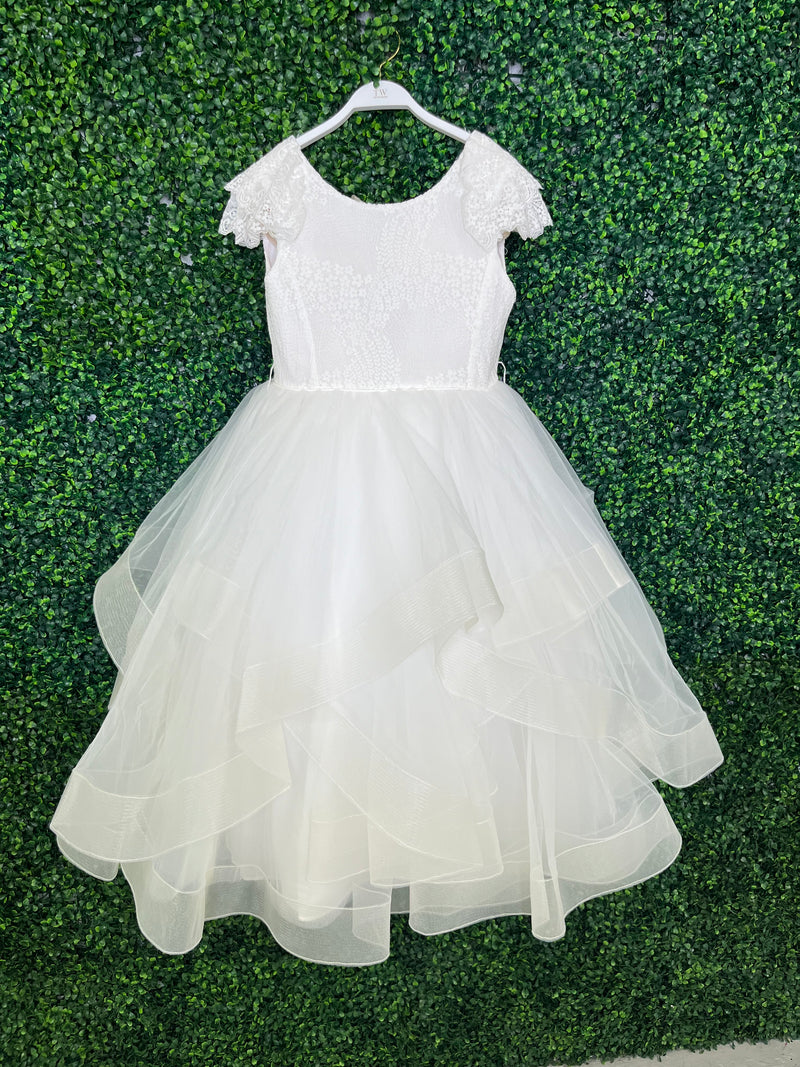Teter Warm White Lace Bodice Layered Tulle Gown ES12 Sara's Children's Boutique Teter Warm White Lace Bodice Layered Tulle Gown ES12 Sara's Children's Boutique
