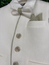 Dolce Bambini Boys' 6 Piece White and Sage Suit Hat Set