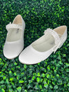 Girls Sweetie Pie Pearl White Satin Flat 136