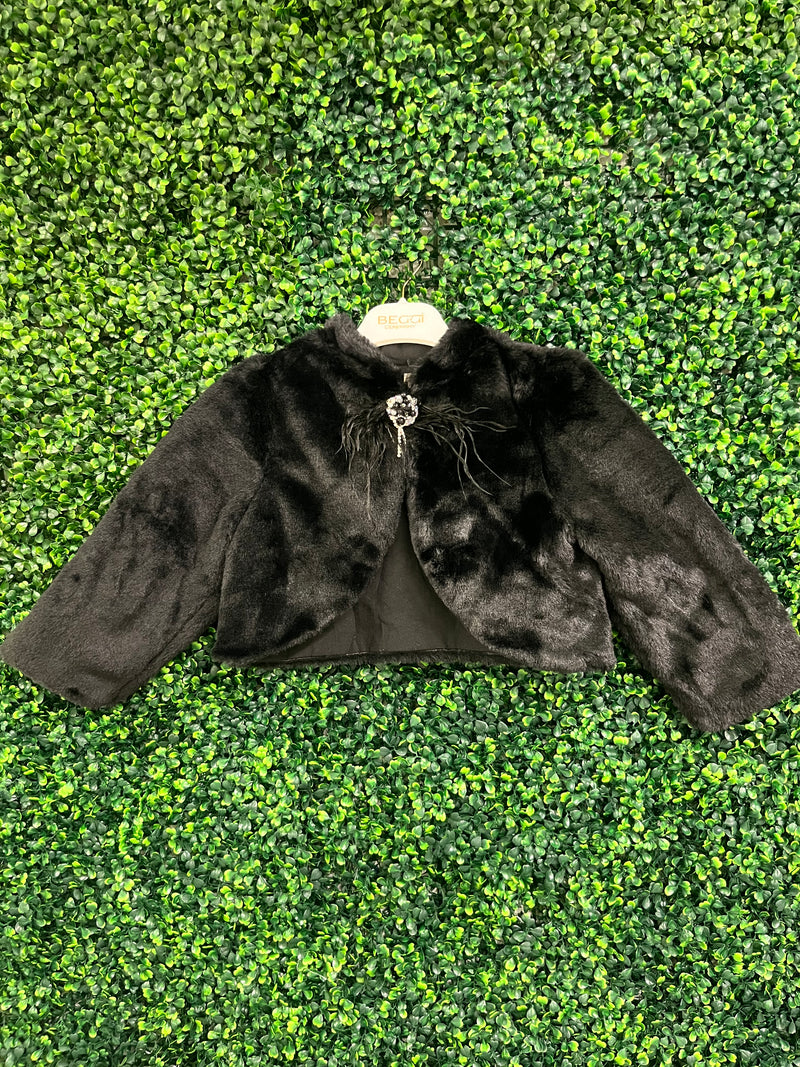 Beggi Girls’ Black Faux Fur Bolero 184