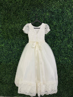Nan & Jan Lace Cap Sleeve Communion Long Gown - Kelly