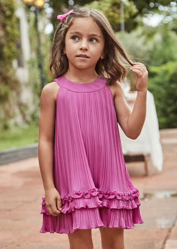 Mayoral Girls Fuchsia Pleated Dress 3915 Mayoral Girls Fuchsia Pleated Dress 3915