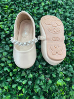 Girls MaryJane Nude Pink Shoe with Pearl Strap S133