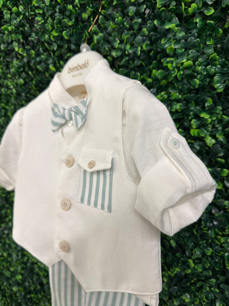 Michelina Bimbi 5 Piece Linen Shorts and Vest Outfit with Cap 7672