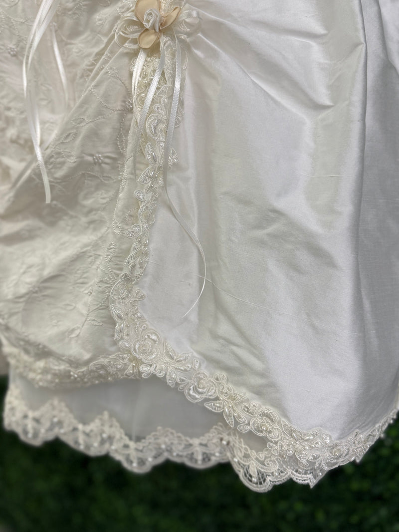Piccolo Bacio Girls' Silk Embroidered Baptism Dress Virginia