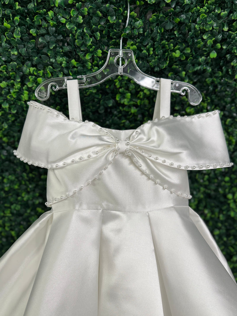 Princess Daliana White High Low Bow Gown D24465