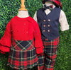 Bimbalo' Made In Italy Girls’ Ruffle Sweater and Tartan Plaid Skirt Set