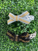 Tweed Metallic Houndstooth Bow Headband 5929