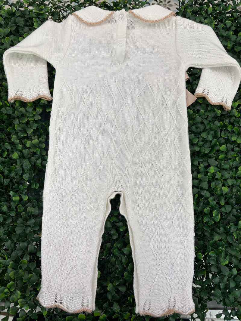 Dolce Goccia Baby Girls’ 4 Piece Taupe & White Layette Set