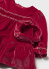 Mayoral Girls' Red Long Sleeve Velvet Dress 2904