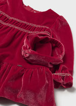 Mayoral Girls' Red Long Sleeve Velvet Dress 2904