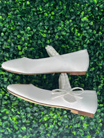 Girls Sweetie Pie Pearl White Satin Flat 136