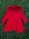 Bimbalò Girls Fur Trim Wool Peacoat