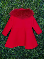 Bimbalò Girls Fur Trim Wool Peacoat