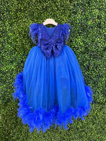 Royal Blue Feather Party Dress