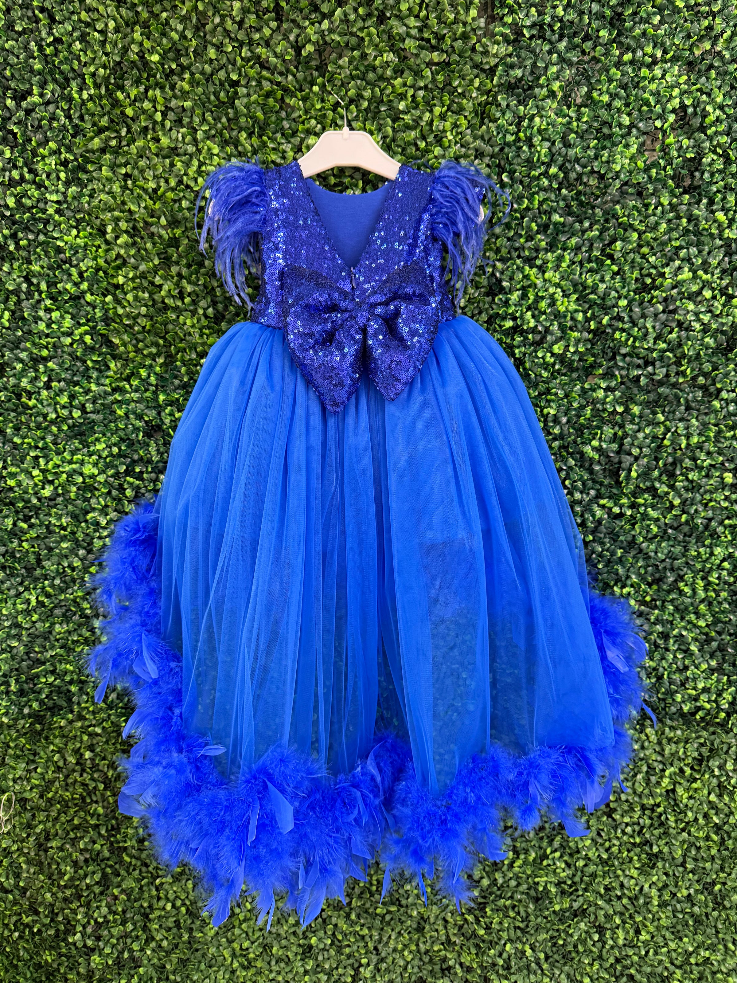 Royal Blue Feather Party Dress 1 / 2 / Royal Blue