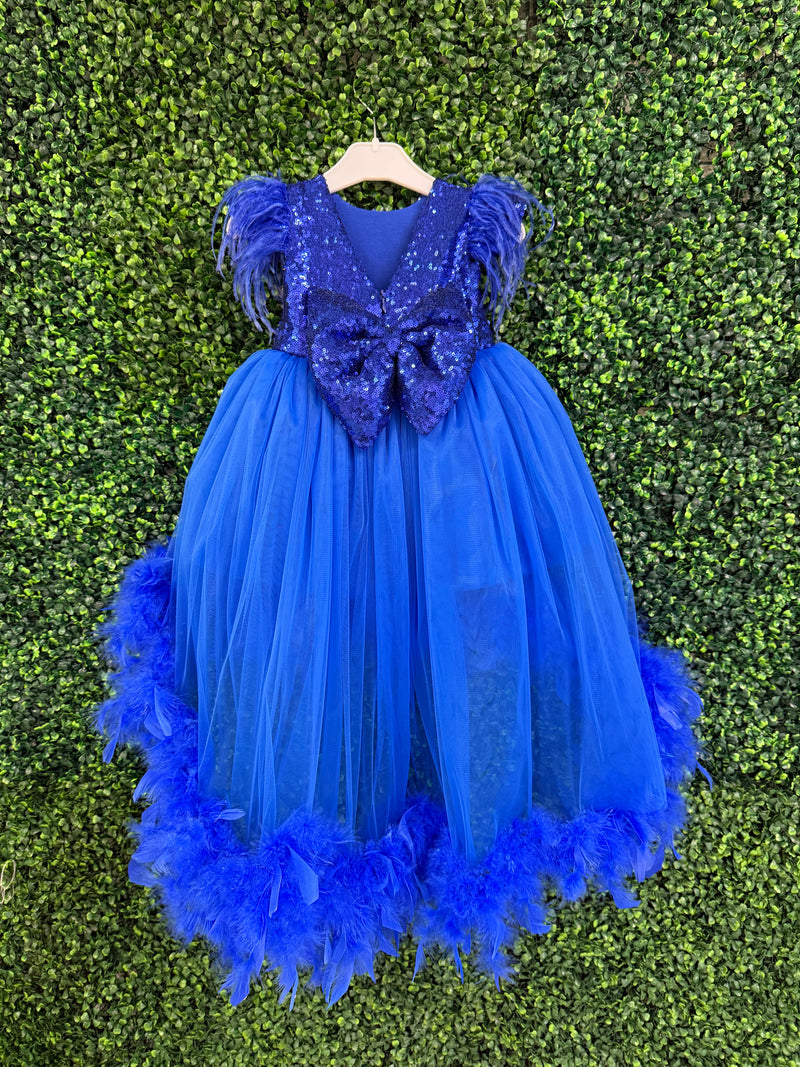 Royal Blue Feather Party Dress